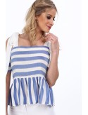 Blaue Bluse mit nackten Schultern für den täglichen Gebrauch MP28169 – Online-Shop – Boutique